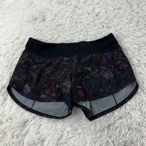 Lululemon Speed Up Short (Long 4") Frozen Flourish Multi / Black